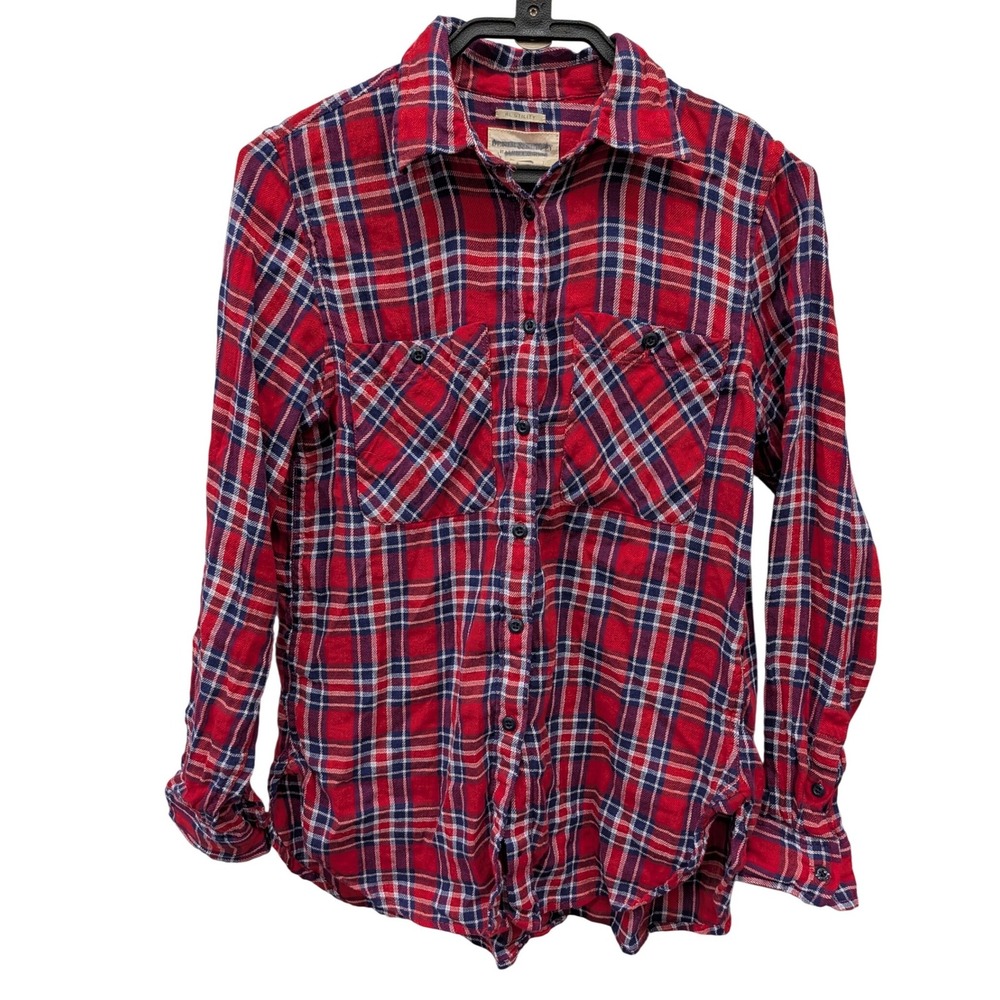 Denim & Supply Ralph Lauren Women's Red Plaid Shirt RL Utility Cotton Linen- ‎ S
